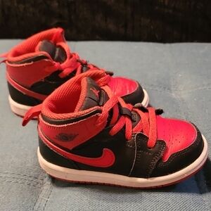 Jordan Kids Black and Red Sneakers